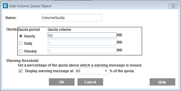 Volume Quota Configuration