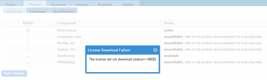 License Download Failure 14500 status
