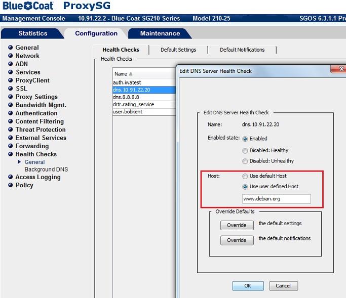 Health check configuration