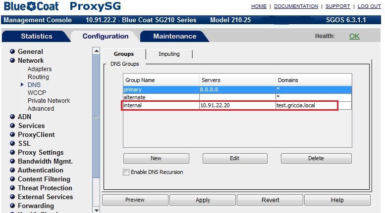 DNS Health checks configuration