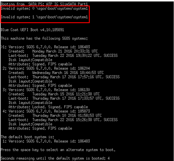 Invalid system message is displayed when there is a corruption in the header.
