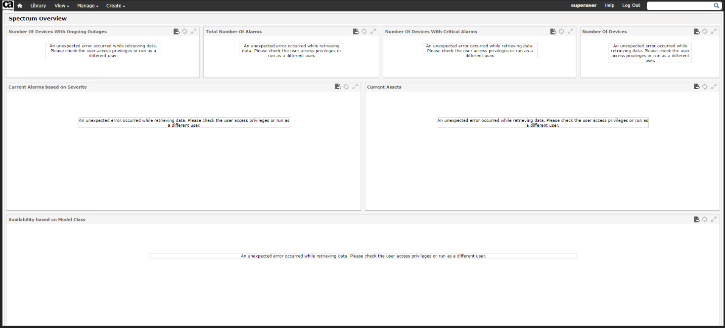 CABI Jasperserver Dashboard "Spectrum Overview" does not provide data