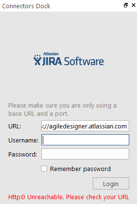Unable To Connect To Jira In Agile Designer Due To Http 0 Unreachable Error Message
